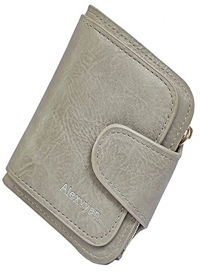 أليكسفيان محفظة صغيرة نسائية من أليكسفيان، حقيبة يد نسائية، محفظة نسائية/سيدات/فتيات، حامل بطاقات، 3 جيوب (رمادي سادة) - Image 1